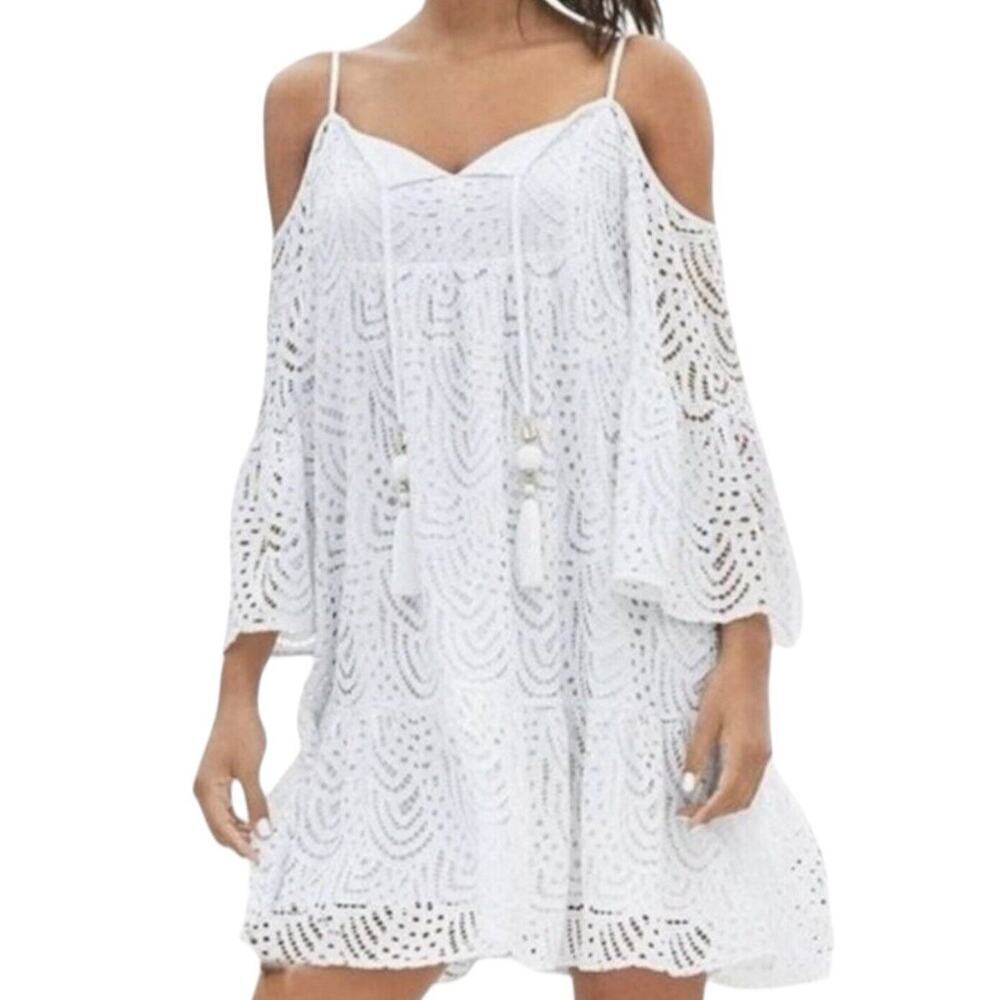Lilly Pulitzer Alanna Cold Shoulder Mini Dress Womens XXS White Lace NWT $189
